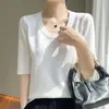 Nuevo Top de Encaje Plano con Cuello en V, Prendas de Punto Exquisitas con Calados de Otoño, Blusa Exterior Sexy Adelgazante
