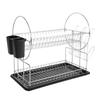 Escurridor de platos ensamblado de cocina, estante de almacenamiento de doble capa, escurridor de platos para vajilla, instalación simple, estante de almacenamiento