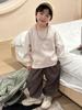 Sudadera de Algodón para Niños, Nuevo Estilo Primavera y Otoño, Top Holgado de Cuello Redondo para Niños, Camisa Básica Holgada Estilosa de Otoño para Niños