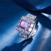 Otoño e Invierno nuevo estilo joyería Zhuang Sheng corte Flor de Hielo diamante de alto carbono cobre incrustado diamante cuadrado anillo temperamento lujo ligero femenino 8*10