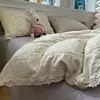 2026 Nuevo Estilo Cómodo Gasa Arrugada Encaje Estampado Estilo Princesa Conjunto de Cuatro Piezas