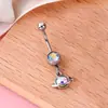 Anillo para ombligo de acero inoxidable directo de fábrica, moda europea y americana, colgante de cabeza de conejo rosa, clavo para ombligo, anillo umbilical, transfronterizo
