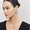 Pendientes de Tachuela Coreanos Simples Más Vendidos Pendientes Ovalados Geométricos Cepillados Pendientes de Lujo Ligero Pendientes Versátiles Colisión de Superficie Mate y Brillante