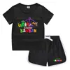 Camiseta de Verão Infantil Gola Redonda Hot Pants Camiseta Básica Casual Coreana Conjunto de Camisetas Íntimas Infantis Absorventes Cor Doce