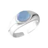 Anillo de Plata de Ley 925 con Aguamarina para Mujer Estilo Ins Niche Lujo Ligero Gama Alta Estilo Fresco Piedra Natural Anillo Abierto 5409