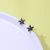 Aretes de Flor Negra para Mujer, Estilo Moda Coreana, Versátiles, Elegantes y Sencillos
