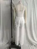 Moda Europea y Americana Transfronteriza Popular en Aliexpress Estilo Dobladillo Puntiagudo Adornado Encaje Texturizado Top + Pantalones de Encaje