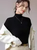 Camisa Básica Andi Veludo Outono-Inverno Slim Fit Gola Alta para Mulheres, Nova Camada Interna Versátil e Estilosa, Suéter de Tricô Slim Fit Emagrecedor