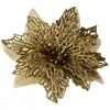 Flor de Natal com Pó Dourado Flor de Natal com Glitter Dourado Decoração de Árvore de Natal Ornamentos Europeus e Americanos de Venda Quente Transfronteiriça Podem Ser Personalizados