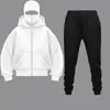 Moletom com Zíper Moda Mascarada Comércio Exterior Conjunto de Moletom Esportivo Unissex Primavera Outono Inverno Capuz Duplo com Pelúcia