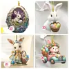 Llavero Mochila Conejo Lindo Acrílico 2D Dibujo Animado Plano Huevo de Pascua Transfronterizo Etiqueta de Llave de Pascua
