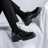 Zapatos de Moda para Hombre de Caña Baja con Punta Cuadrada y Suela Gruesa, Estilo Británico Retro con Cordones, Tendencia Casual para Aumentar la Altura, Zapatos Derby, Venta al por Mayor