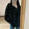 Camisa de Algodón con Encaje para Mujer Estilo Coreano Moda Nuevo Sentido del Diseño Nicho Elegante Top Holgado Camisa de Manga Larga Camisa Básica