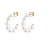Brincos de Prata com Agulha em Forma de C com Pérolas Grandes de Cobre 20mm Argolas Grandes em Forma de C Folheadas a Ouro 18K Brincos de Pérola de 20mm Galvanizados