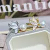 Anel Vazio Banho de Ouro 18K Incrustação de Pérola Anel de Pérola Anel Solto Acessórios DIY