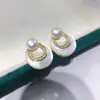 Aretes de perlas de agua dulce naturales para mujer, sencillos y elegantes, aretes de perlas exquisitos y de moda de concha marina, venta al por mayor y dropshipping