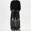 Verão 2026 Novo Estilo de Comércio Exterior Patchwork Personalizado Design Jeans Camuflado Japonês Solto Casual High Street Calças Longas