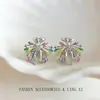 Brincos Coloridos de Primavera com Esmalte Dopamina Drip e Fogo de Artifício, Brincos de Luxo Leve de Alta Qualidade, Design de Nicho Brincos Únicos para Mulheres
