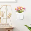 Adesivos de Interruptor Pintados com Folhas de Planta Verde para Quarto, Sala de Estar, Hall de Entrada, Adesivos de Decoração para Casa, Adesivos de PVC para Atacado com Padrões Personalizados