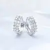 Nuevos Pendientes de Doble Fila Completos de Diamante Transfronterizos para Mujer, Estilo de Lujo Ligero de Nicho de Gama Alta, Pendientes Deslumbrantes de Circonita, Accesorios para Orejas Versátiles y Elegantes