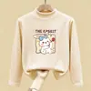 Roupa de baixo infantil com forro de fleece para outono e inverno 2026, novo estilo, blusa infantil de gola alta curta, camiseta de manga comprida para usar em camadas no outono e inverno