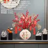 Ornamento de Vaso de Cerâmica para Residência Quente de Luxo Leve Decoração de Flores Artificiais para Sala de Estar Gabinete de TV Presente para Casa Nova