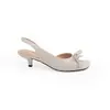 Versión de Cuero Suave~Sandalias de Tacón Fino Abiertas por Detrás de Estilo Francés Impresionantes de 5.5 cm para Mujer, Nuevo Modelo de Verano con Lazo, Tacones Altos de Punta Cuadrada Abiertos