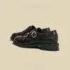 Zapatos Brogue de Cuero Tallado Estilo Británico Primavera 2026 para Mujer con Correas de Doble Hebilla, Mocasines de Cuero Genuino con Tacón Cuadrado para el Trabajo con Punta Redonda