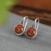 Yilu prata S925 prata esterlina Hetian Jasper sul ágata vermelha vintage angustiado fosco oco padrão brincos femininos gotas
