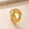 Anel Popular Transfronteiriço de Aço Titânio, Anel de Casal Liso Multicamadas Fundido, Pulseira de Aço Inoxidável Banhada a Ouro 18K de Alta Qualidade