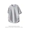 Camiseta de Verão Gola Redonda Solta Novo Estilo Cor Sólida Manga Curta Versátil Tendência Patchwork Camiseta Masculina