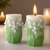 Jiahui Mei Lirio del Valle Vela Aromática Cilíndrica Molde de Silicona DIY Flor en Relieve Vela Decorativa Moldes para Adornos