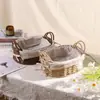 Cesta de Armazenamento de Cosméticos Tecida para Mesa de Centro com Alça Cesta de Armazenamento de Vime Rattan Brinquedos Miscelânea Cesta de Entrada