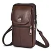 Bolso de Cintura para Hombre de Piel de Vaca Estilo Nuevo, Bolso Cruzado Multifuncional, Bolso para Identificación, Billetera Portátil para Monedas para Exteriores, Moderno Bolso para Teléfono Móvil