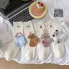 Calcetines de mujer hasta la pantorrilla con ilustración de animal de dibujos animados estilo coreano, otoño, suaves y lindos, koala, conejo y oso, venta al por mayor