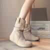 Botas de Algodón Retro de Felpa Estilo Nuevo Otoño Temprano Planas Botas Martin para Mujer Botas Cortas Gruesas Botines 2025 Otoño e Invierno Color Camel