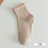 Calcetines de oreja de madera para mujer otoño e invierno algodón absorbente de sudor encaje zapatos de cuero calcetines cortos mocasines JK japoneses calcetines de confinamiento