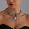 Joyería Transfronteriza Europea y Americana Dulce Fresca Sexy Paisaje Ins Collar con Borla de Corazón Lujo Accesible Moda Collar Metálico