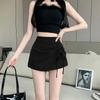 Foto Real de Falda de Traje Asimétrica para Mujer Verano Cintura Alta Look Adelgazante Anti-Exposición Línea A Sexy Falda Corta Ajustada a las Caderas