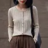 Nuevo Cárdigan de Primavera y Otoño Ropa Exterior para Mujer Suéter de Lana Tejido de Punto de un Solo Botón Estilo Coreano Holgado Estilo Perezoso Top de Cuello Redondo