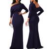 Estación independiente de Amazon Europa y Estados Unidos transfronteriza moda sexy hombro oblicuo pecho micro arrugado vestido de mujer