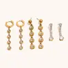 Joyería de Acero Inoxidable Popular Europeo Americano Nuevo Estilo Nicho Temperamento Aretes de Botón Chapados en Oro 18K Circonita Borla Aretes Largos Mujer