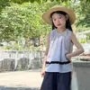 Camisa de Muñeca a Rayas Dulce con Lazo, Volantes y Chaleco sin Mangas para Niñas Aimobebbe
