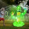 Cacto Inflável Brinquedo que Borrifa Água Aspersor de Gramado Tapete de Brincar Tubarão Arco-Íris Giratório com Luz LED Piscina de Água