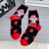 Calcetines de Algodón Peinado para Mujer hasta la Mitad de la Pantorrilla, Calcetines de Dibujos Animados Modernos y Lindos, Calcetines Nuevos para Adultos Otoño e Invierno, Transpirables y Absorbentes del Sudor