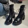 Botas Martin Chuyuji de Punta Redonda con Cordones para Mujer, Botines de Tacón Alto para Otoño e Invierno, Nuevas Botas Slim Estilo Británico 2026