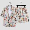 Conjunto de Camisa de Playa Z1 Verano Floral Vacaciones Patrón de Resort de Playa Camisa Shorts Traje de Baño Hawaiano
