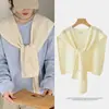 Xale de Tricô Vazado Retrô Estilo Hong Kong Personalizado, Peça de Sobrepor em Camadas, Lenço Fino Feminino, Versátil