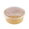 Caja de Embalaje Desechable, Caja para Llevar con Tapa, Patrón de Logo Imprimible, Bol para Ensalada, Bol de Papel Kraft, Apto para Microondas
