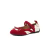 Zapatos de Ballet Deportivos Bloques de Color Lazo Mary Janes 2026 Tacón Bajo Punta Redonda Piel Genuina Casual Velcro Zapatos Individuales Mujer